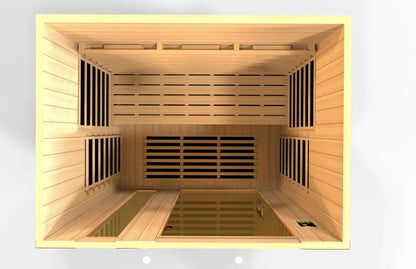 Golden Designs Near Zero EMF 3-Person Dynamic Full Spectrum "Lugano" FAR Infrared Sauna with Hemlock Wood | Model: DYN-6336-03 FS