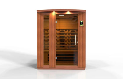 Golden Designs Near Zero EMF 3-Person Dynamic Full Spectrum "Lugano" FAR Infrared Sauna with Hemlock Wood | Model: DYN-6336-03 FS