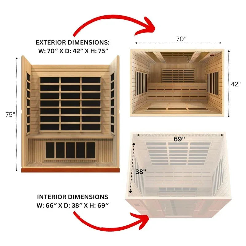 Golden Design "Bergamo Elite" Dynamic Ultra Low EMF Infrared Sauna 4-Person w/ Hemlock Wood | Model: DYN-6440-01 Elite