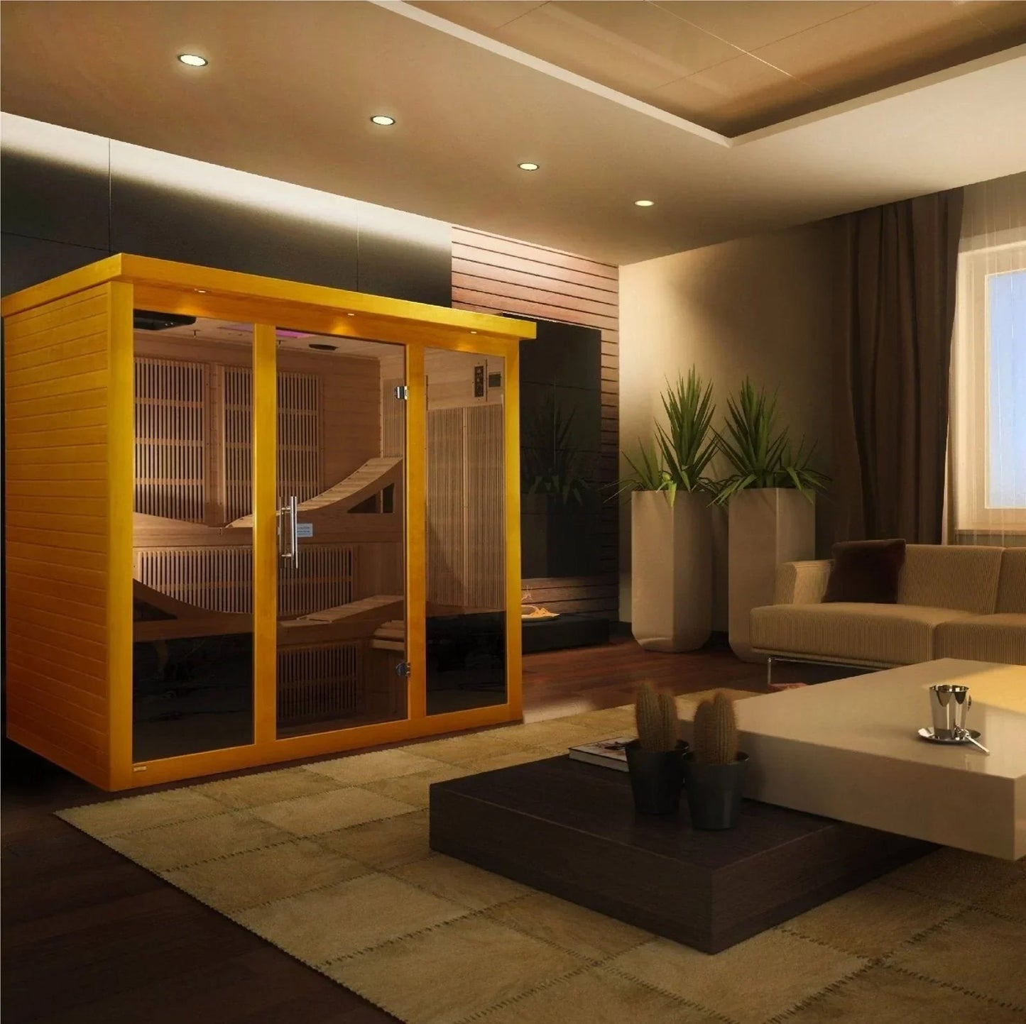 Golden Design Ultra Low EMF 6-Person Dynamic "Monaco Elite" Infrared Sauna w/ 15” LCD Screen & Hemlock Wood | Model: DYN-6996-01