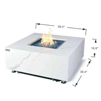 Elementi Plus Bianco 40" Marble Porcelain Fire Table - Bianco White