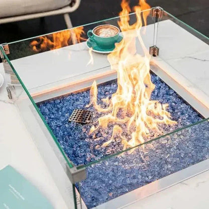 Elementi Plus Bianco 40" Marble Porcelain Fire Table - Bianco White