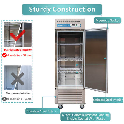 EQCHEN 27 Inch 1 Door Commercial Freezer