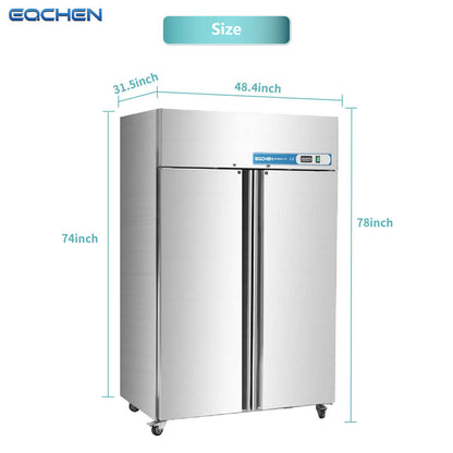 EQCHEN 48 Inch 2 Door Commercial Freezer