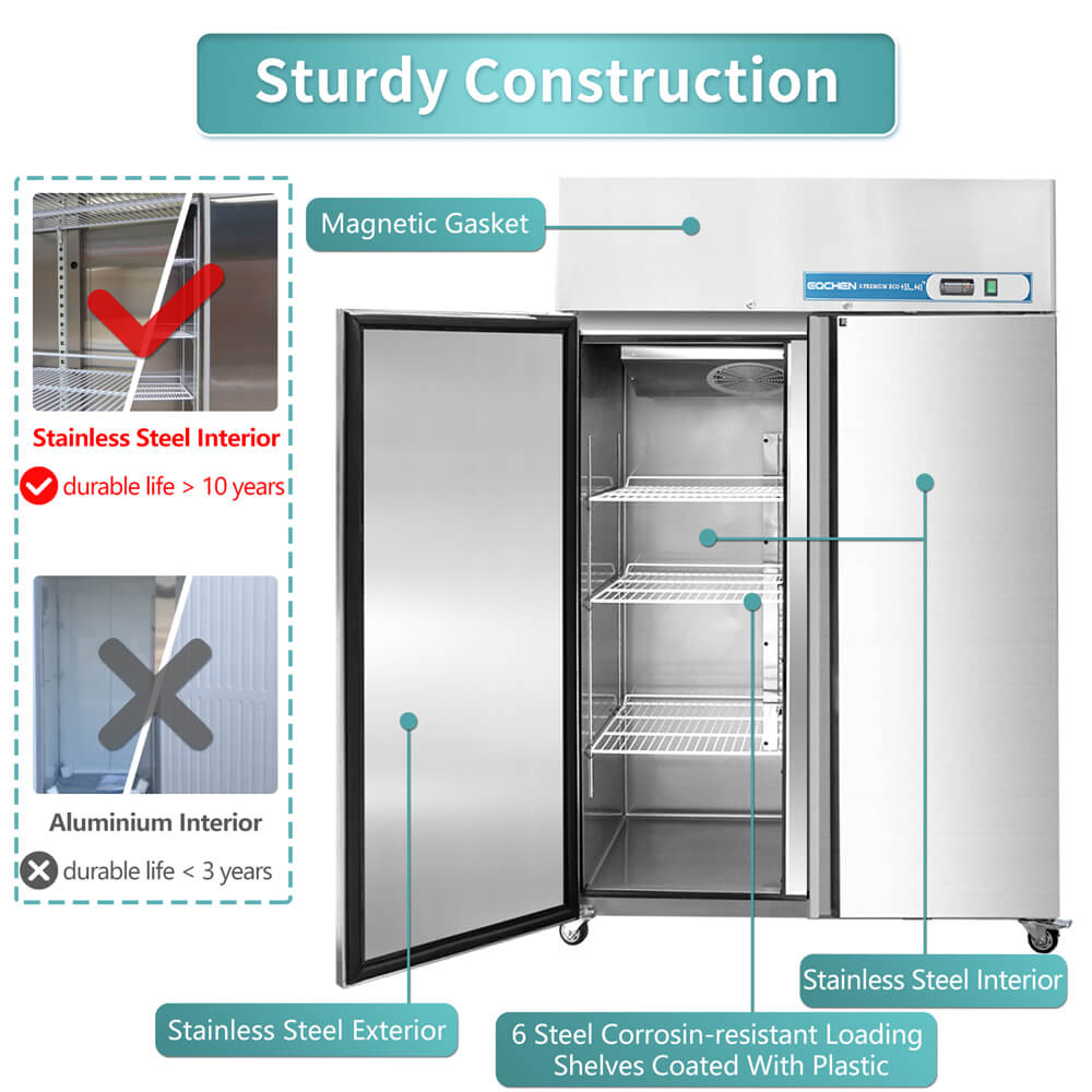 EQCHEN 48 Inch 2 Door Commercial Refrigerator