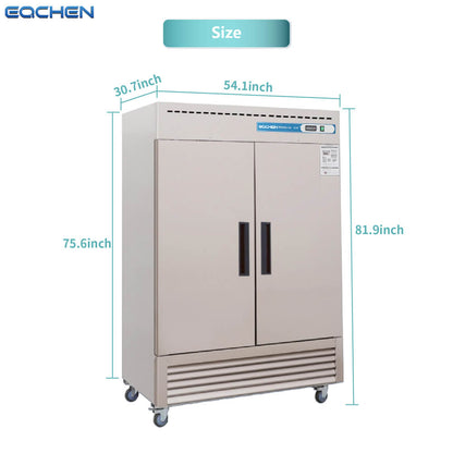 EQCHEN 54 Inch 2 Door Commercial Freezer