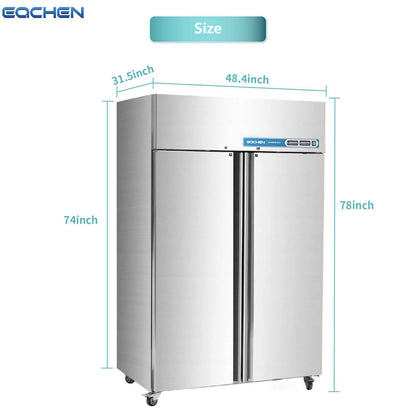 Commercial Fridge and Freezer Combo, EQCHEN 48" 2 door Reach-In Commercial Refrigerator and Freezer Combination