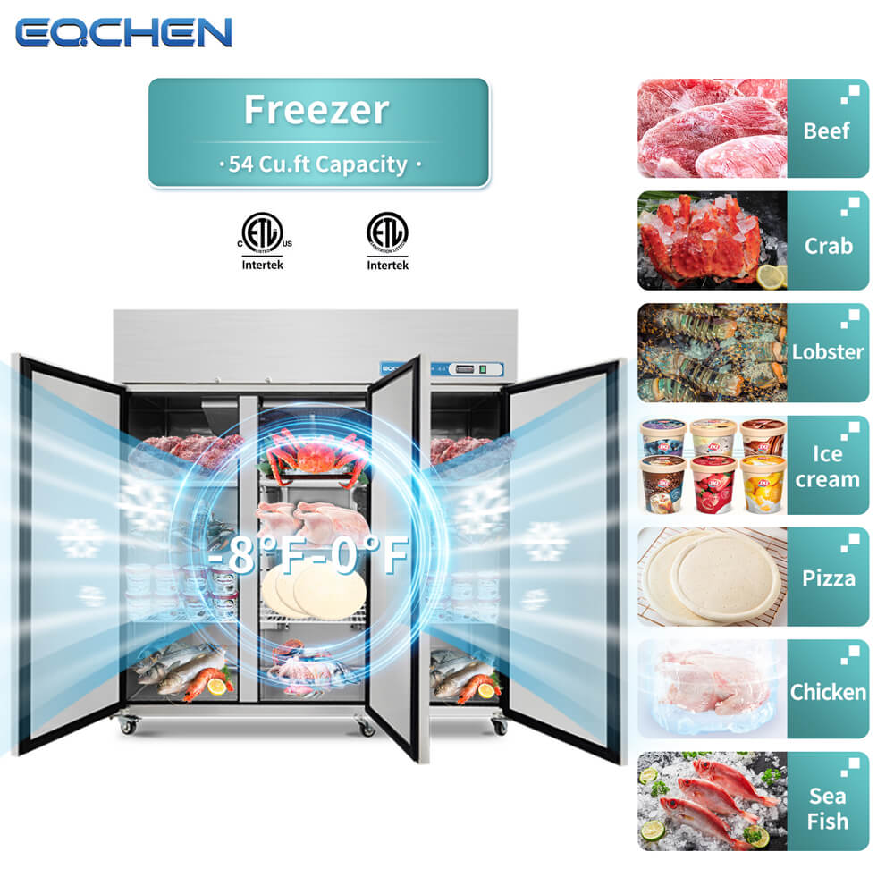 EQCHEN 72 Inch 3 Door Commercial Freezer