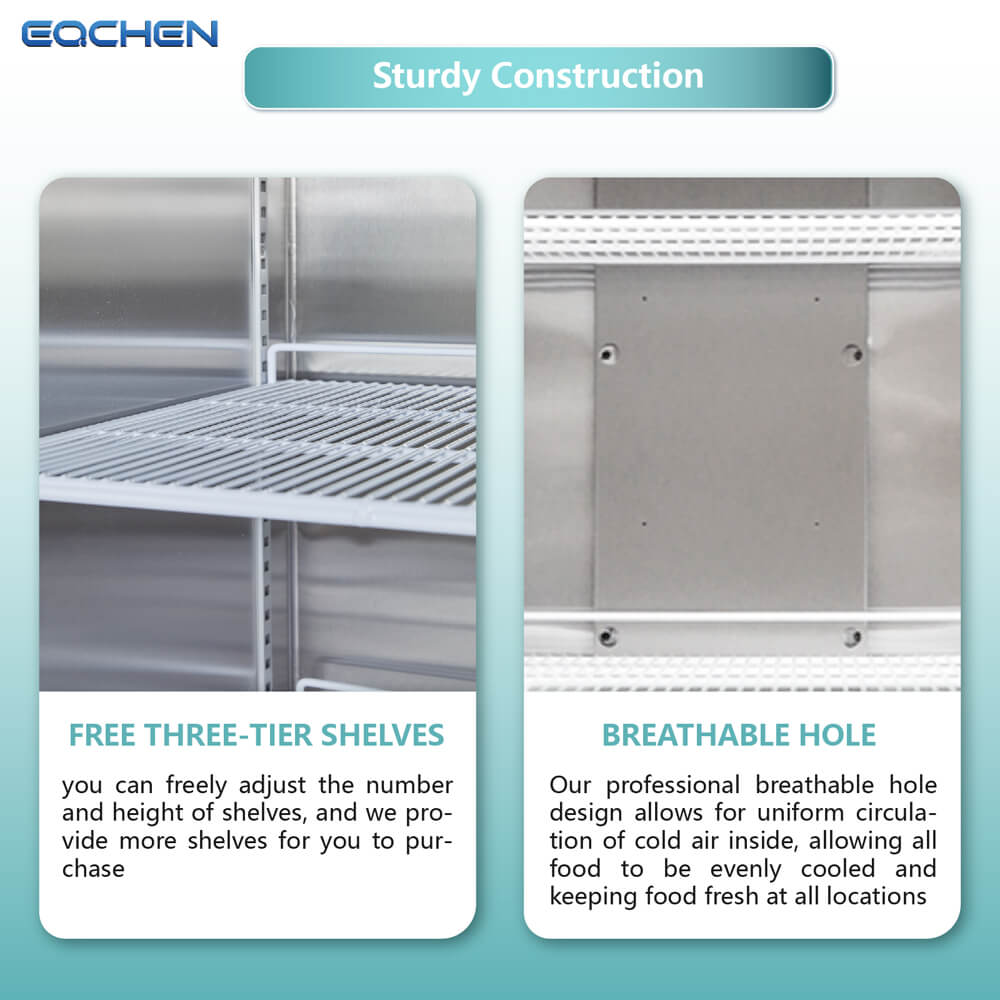 EQCHEN 72 Inch 3 Door Commercial Freezer
