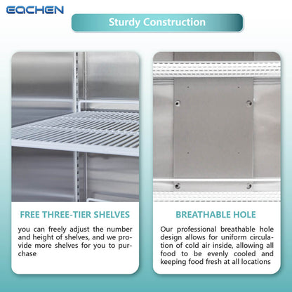 EQCHEN 72 Inch 3 Door Commercial Refrigerator
