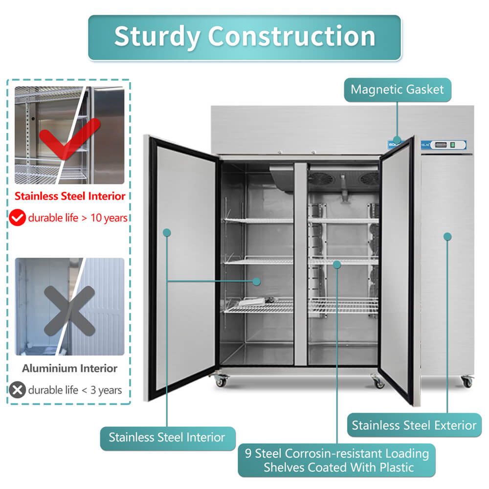 EQCHEN 72 Inch 3 Door Commercial Refrigerator