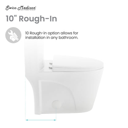 Swiss Madison St. Tropez One-Piece 10" Rough-in 1.28 GPF Left Flush Elongated Toilet in Glossy White (6 - Pack)