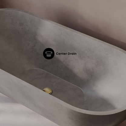Swiss Madison Claire 60" Freestanding Concrete Bathtub in Gray, Drain Included