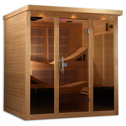 Golden Design Ultra Low EMF 6-Person Dynamic "Monaco Elite" Infrared Sauna w/ 15” LCD Screen & Hemlock Wood | Model: DYN-6996-01