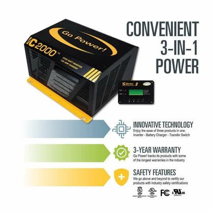 Go Power! 2000W Pure Sine Wave Inverter/Charger - GP-IC-2000-12-PKG