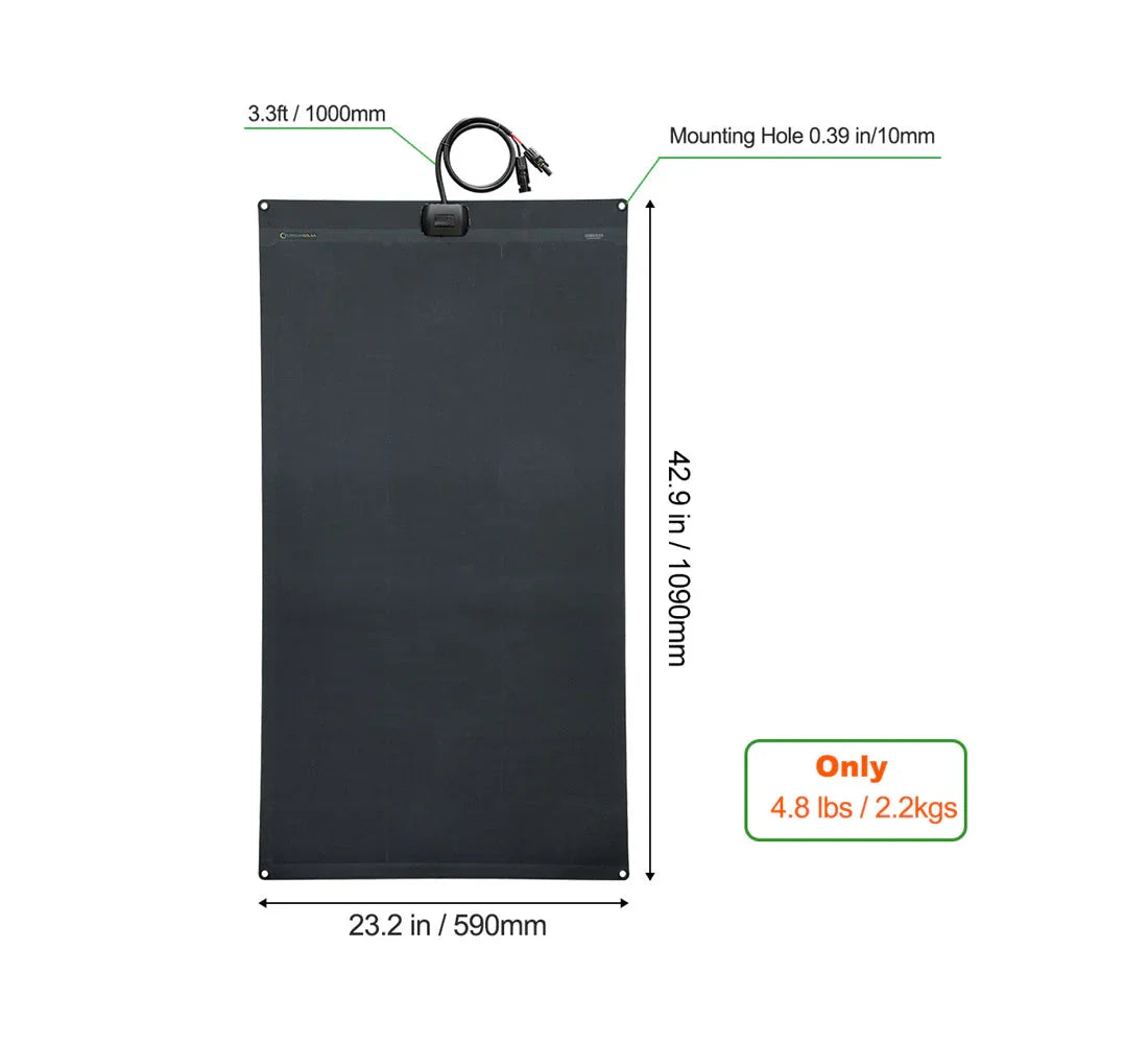 Lensun 130W Full Black Flexible Solar Panel, 25.8% Back Contact Solar Cell