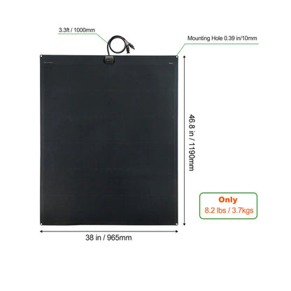 Lensun 240W 12V Full Black Flexible Solar Panel,25.8% BC Solar Cell