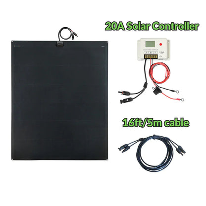 Lensun 240W 12V Full Black Flexible Solar Panel,25.8% BC Solar Cell