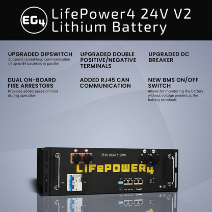 EG4 LifePower4 24V 200AH Server Rack Battery | 10 Year Warranty