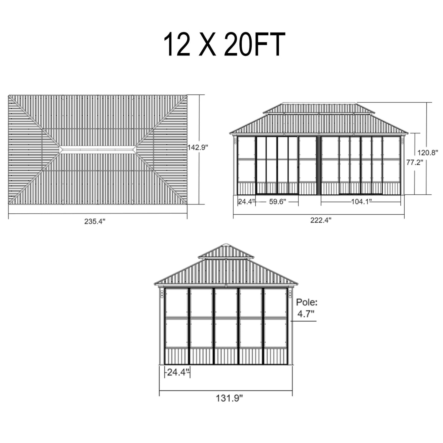 Alora Luxury Heavy-Duty Hardtop Sunroom With Aluminum Frame And LED Lights (SAK79102)