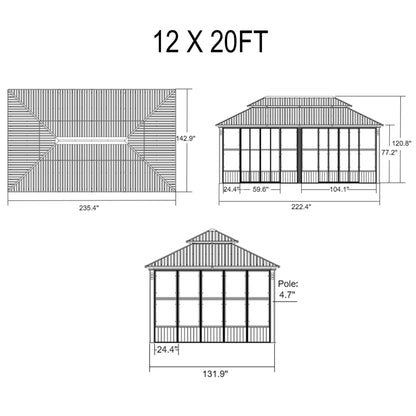 Alora Luxury Heavy-Duty Hardtop Sunroom With Aluminum Frame And LED Lights (SAK79102)