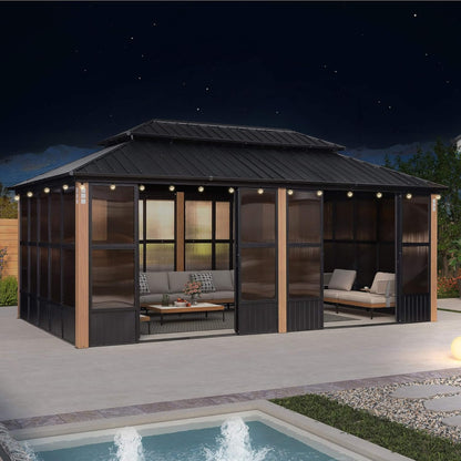 Alora Luxury Heavy-Duty Hardtop Sunroom With Aluminum Frame And LED Lights (SAK79102)