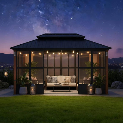 Alora Luxury Heavy-Duty Hardtop Sunroom With Aluminum Frame And LED Lights (SAK79102)