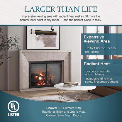 Majestic Biltmore 36" Herringbone Pattern Open Wood-Burning Fireplace [SB60HB] (SAK62147)