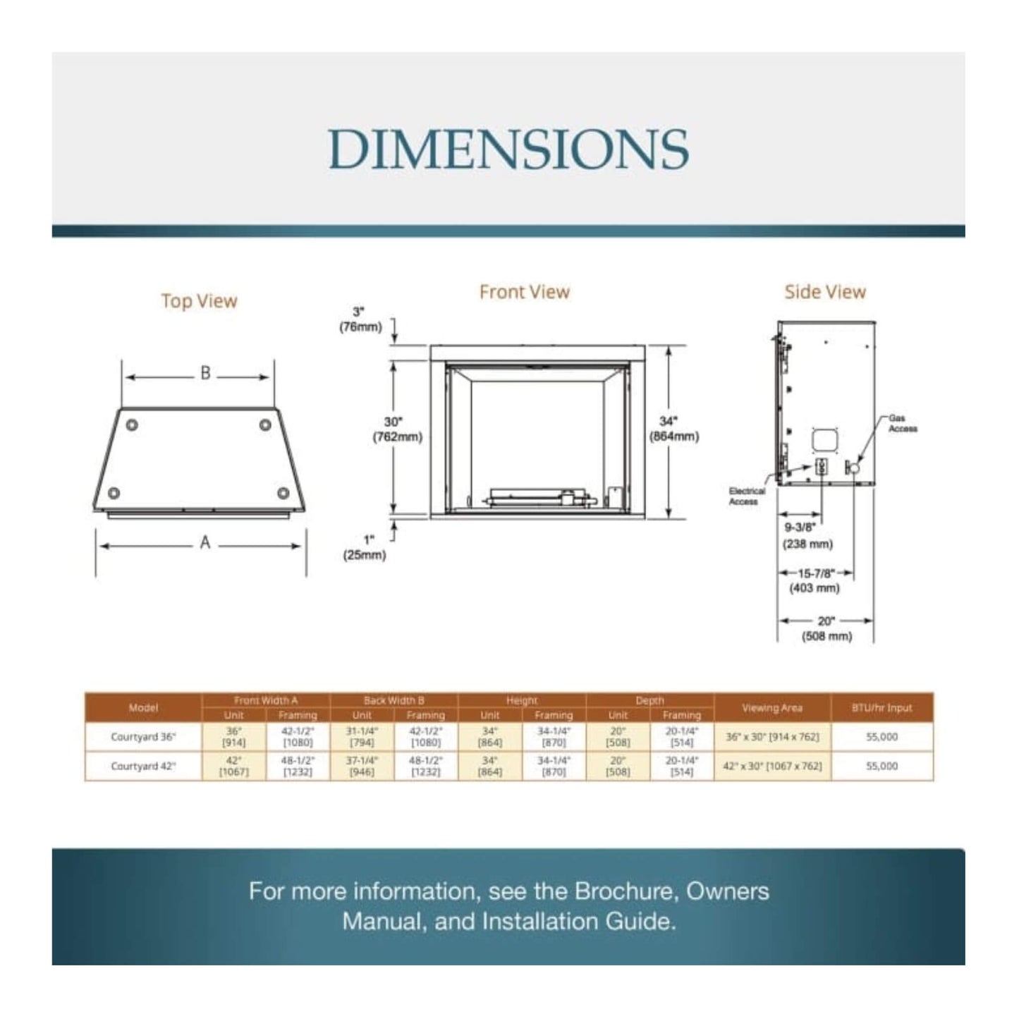 Majestic Courtyard 55K BTU 42" Traditional Outdoor Gas Fireplace With Stacked Concrete Refractory [ODCOUG-42TS] (SAK75312)
