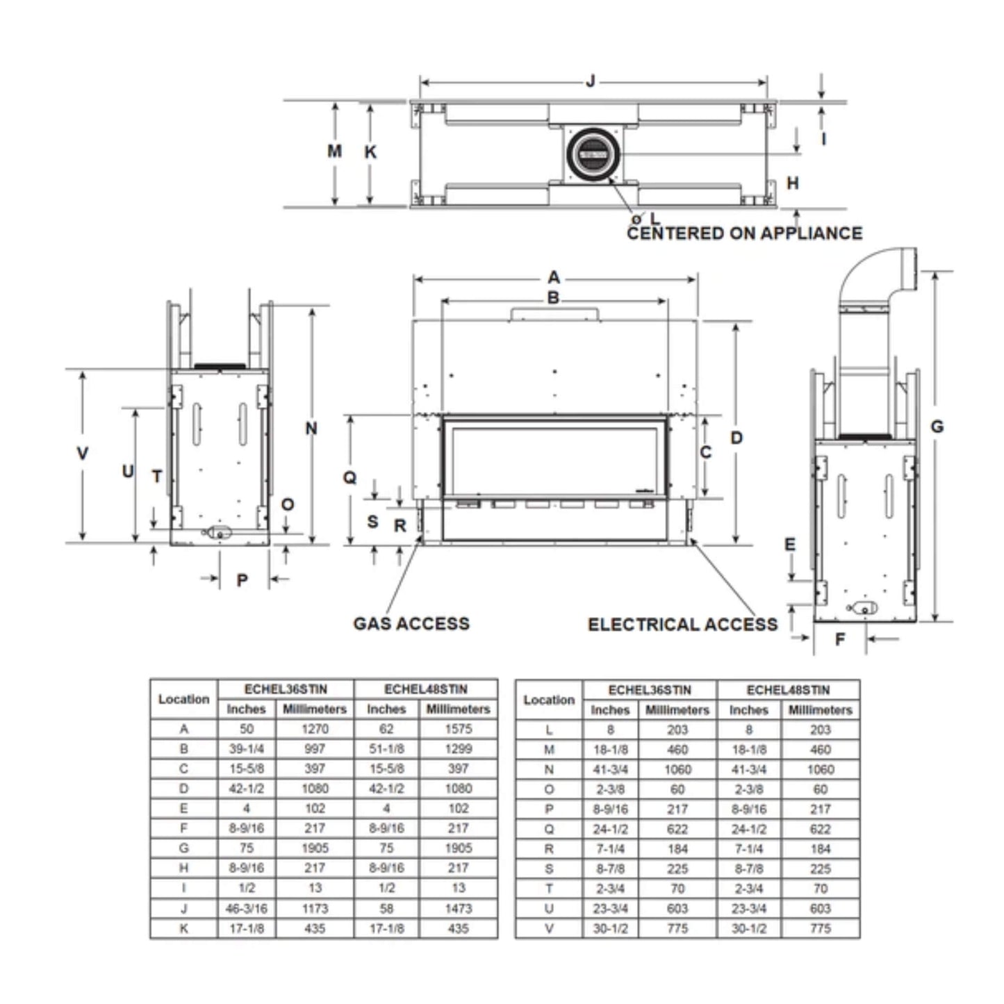 Majestic Echelon II 48" See-Through Direct Vent Fireplace [ECHEL48STIN-C] (SAK69284)