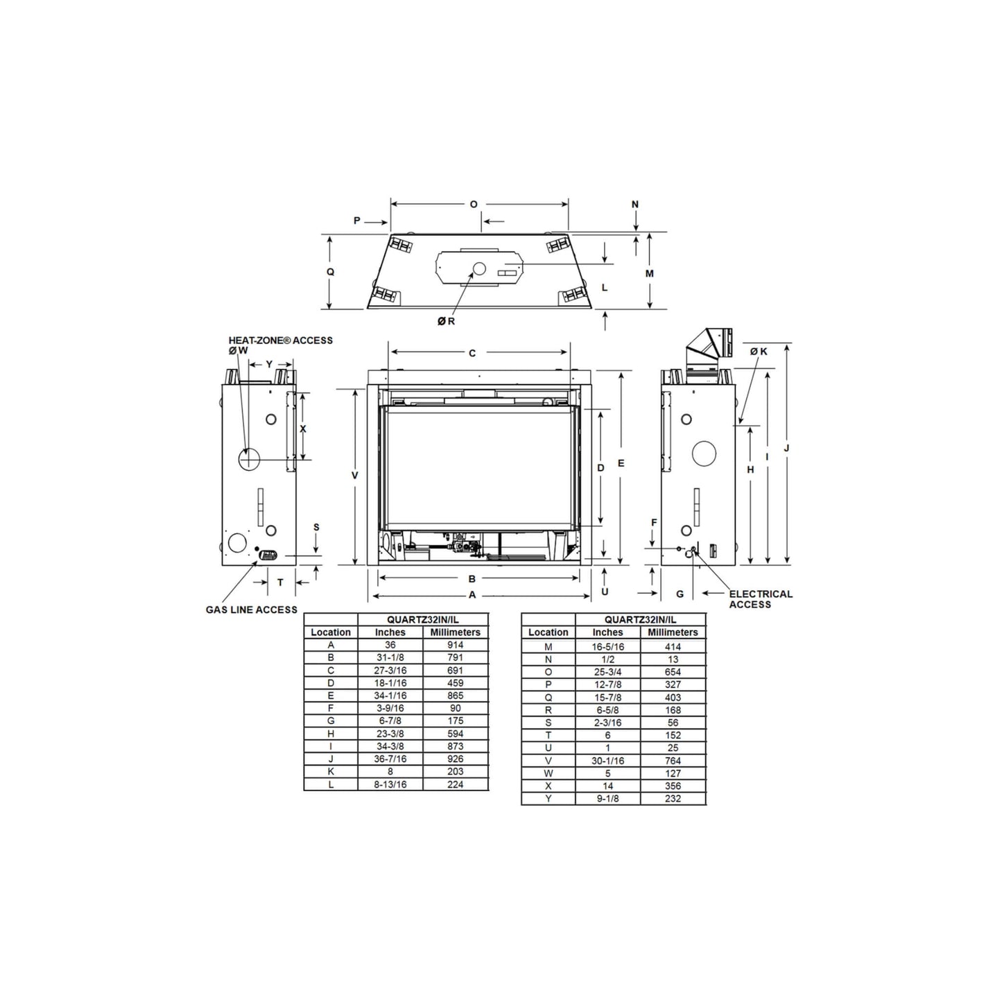 Majestic Quartz 32" Direct Vent Natural Gas Fireplace [QUARTZ32IFTN] (SAK75142)