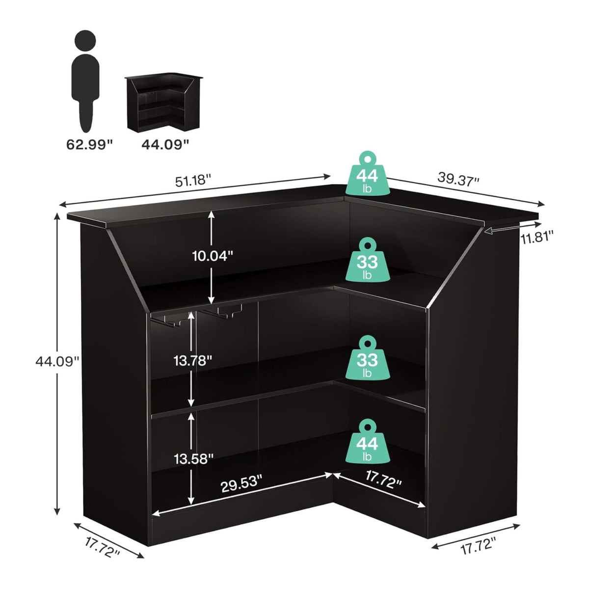Modern L-Shaped Reception Desk With Storage Shelves (SAK81036)