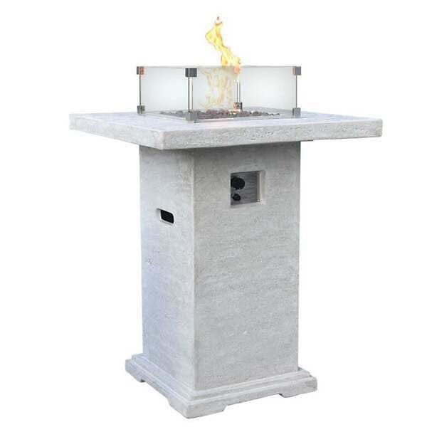 Elementi Montreal Square Concrete Liquid Propane Fire Pit OFG221