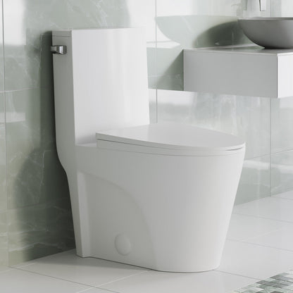 Swiss Madison St. Tropez One-Piece 10" Rough-in 1.28 GPF Left Flush Elongated Toilet in Glossy White (6 - Pack)