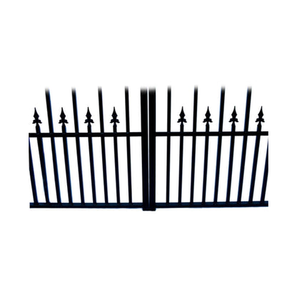 [12-18FT] Heavy-Duty Prague-Style Powder-Coated Galvanized Steel Dual Swing Driveway Gate (SAK48530)