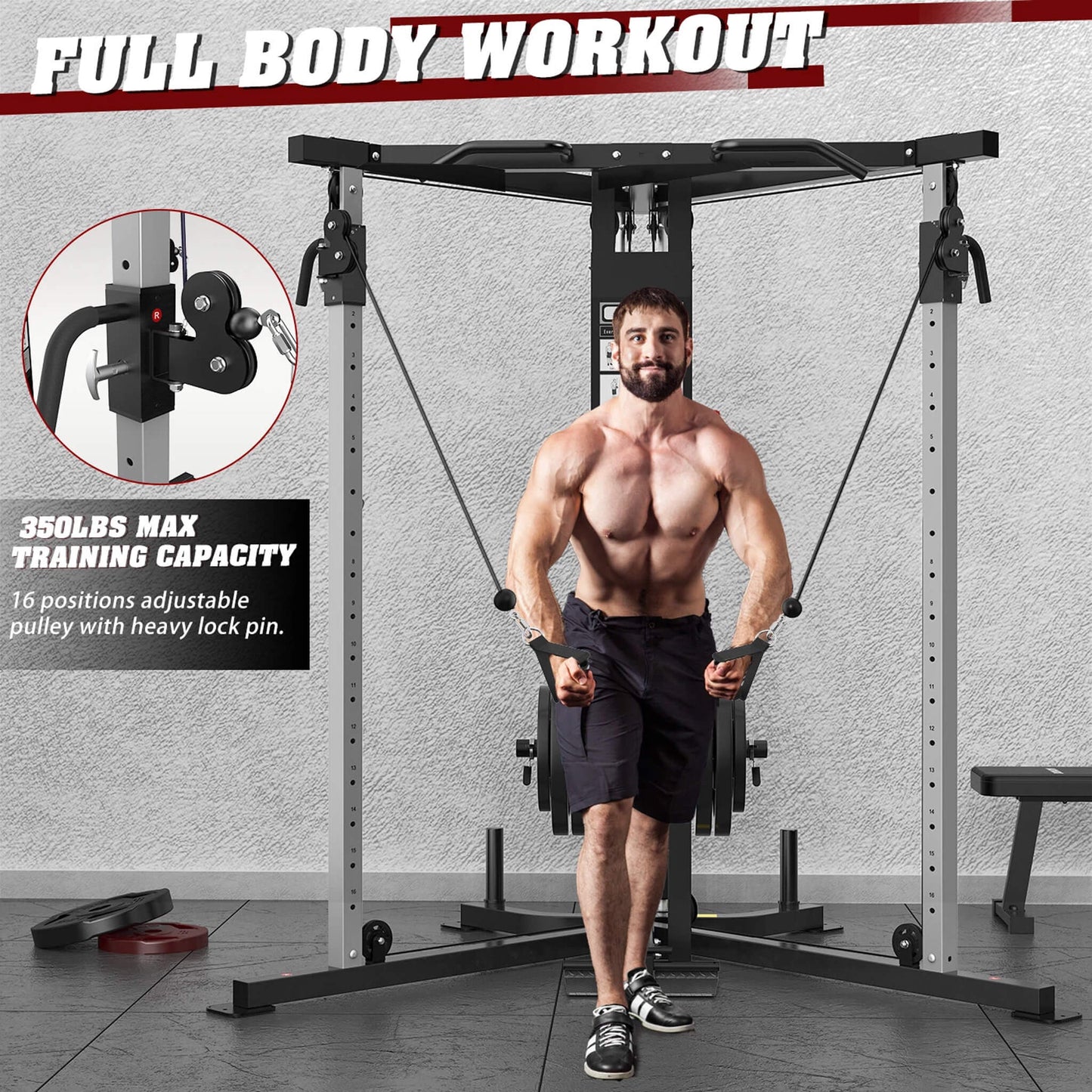 Rovix Premium Home Cable Crossover Full Body Workout Fly Machine, 350LBS (SAK06341)