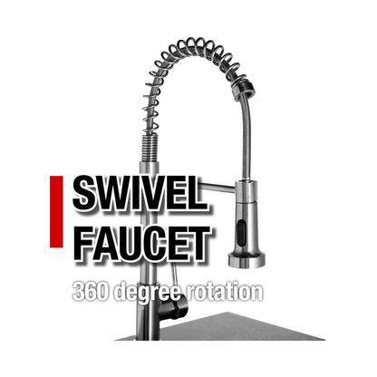 Castelle Flame Outdoor BBQ Kitchen Island With 43-Inch 6-Burner 85K BTU Propane Gas Grill, Rotisserie Kit, And Storage Cabinets (SAK95623)