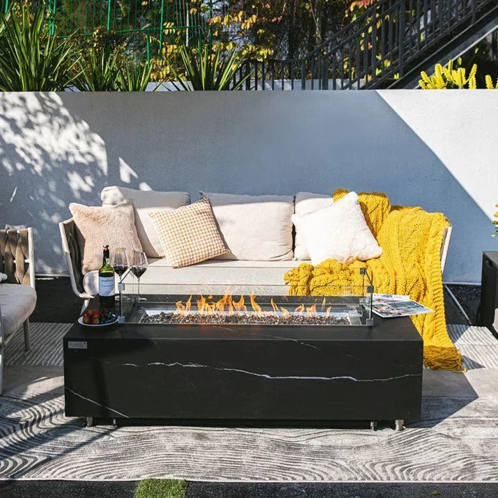 Elementi Plus - Varna Marble Porcelain Fire Table 60"
