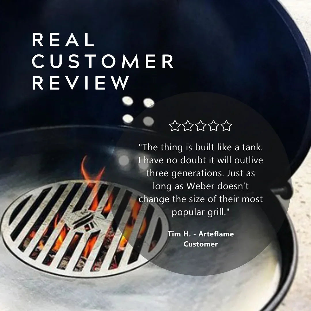 Arteflame Two-Piece Flat-Top Insert — Fits Weber Kettle Charcoal Grills (Griddle Ring + Center Grill Grate)