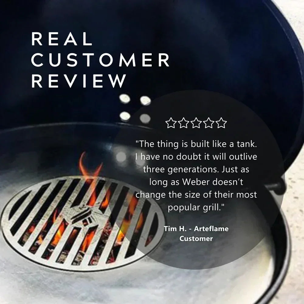 Arteflame 20″ Two-Piece Flat-Top Kit — Fits Weber® Kettle Charcoal Grills (Griddle Ring + Center Grill Grate)